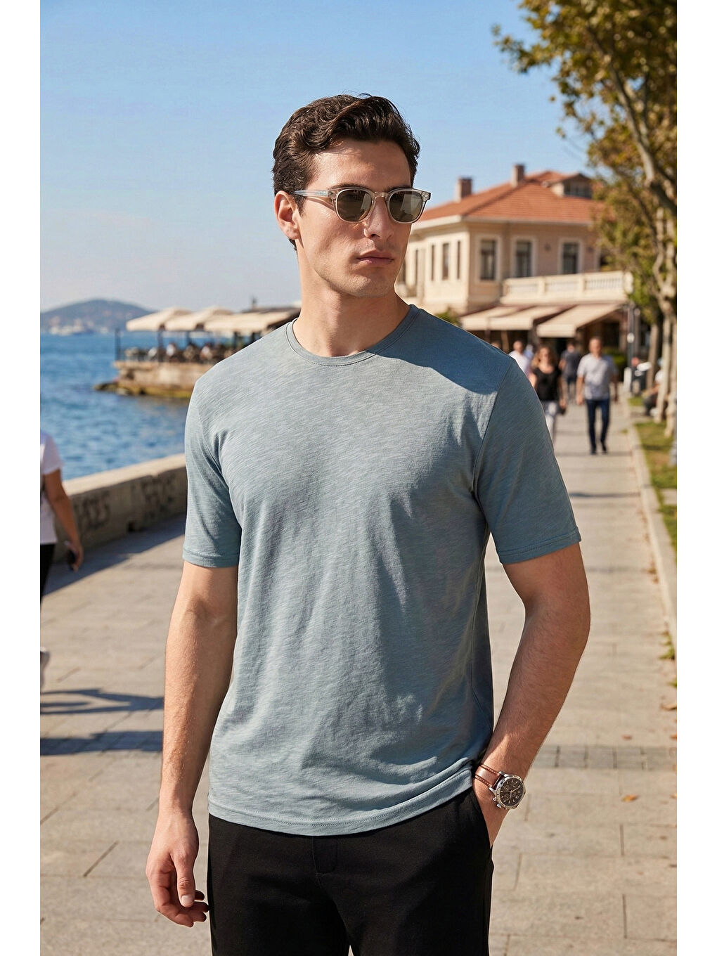 Mavi Bisiklet Yaka % 100 Pamuk Slim Fit Basic Erkek T Shirt 59020001-1