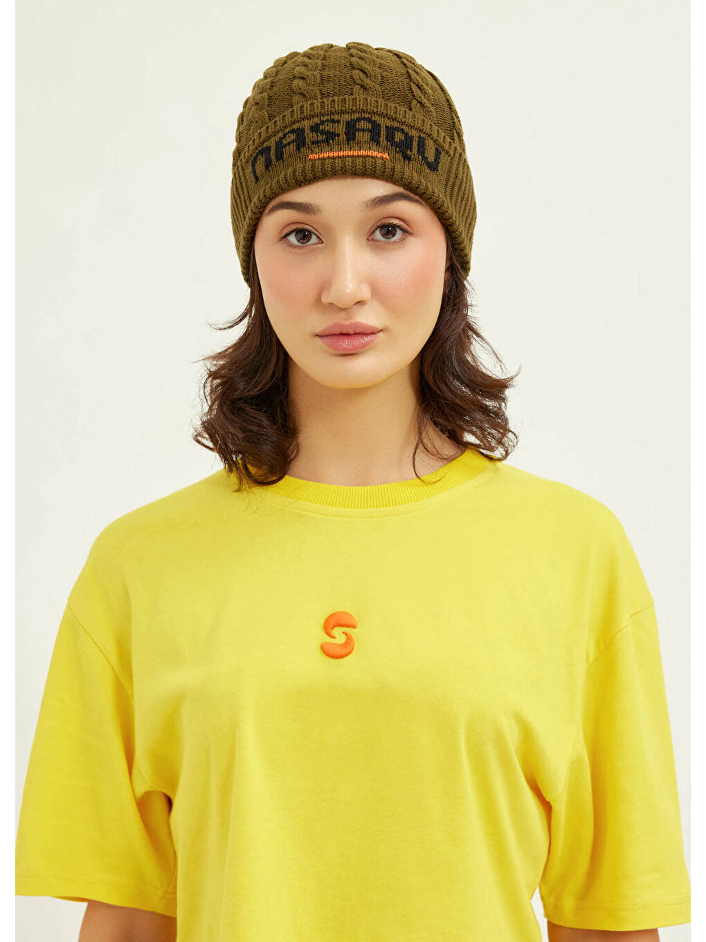 Satu Unisex Haki Örgülü Bere