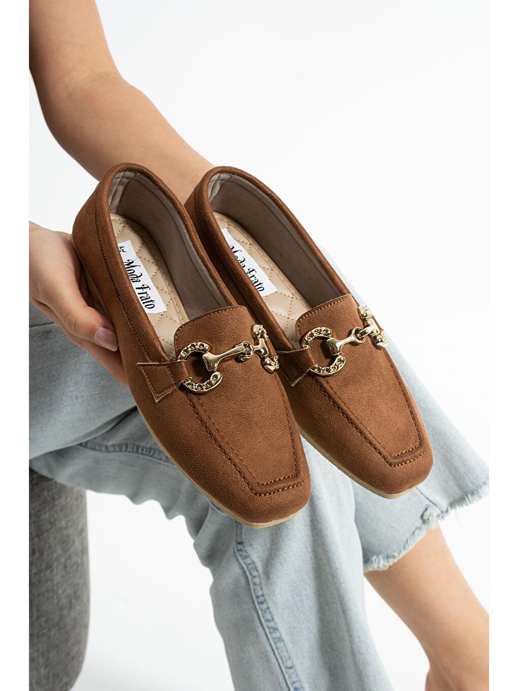 Kahverengi ALY-164 Kadın Babet Günlük Kadın Ayakkabı-2