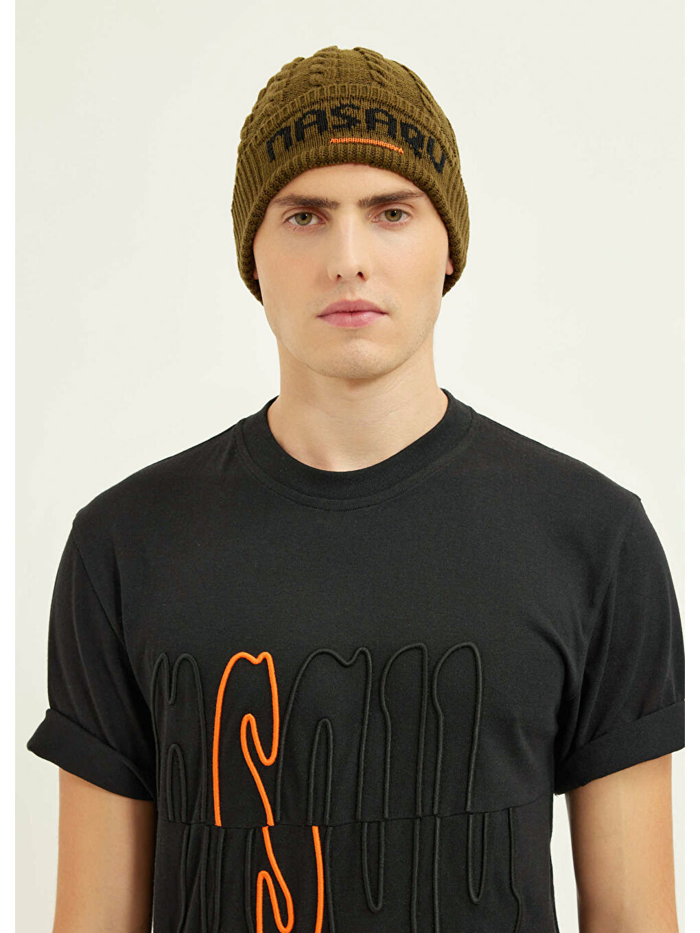 Satu Unisex Haki Örgülü Bere-1