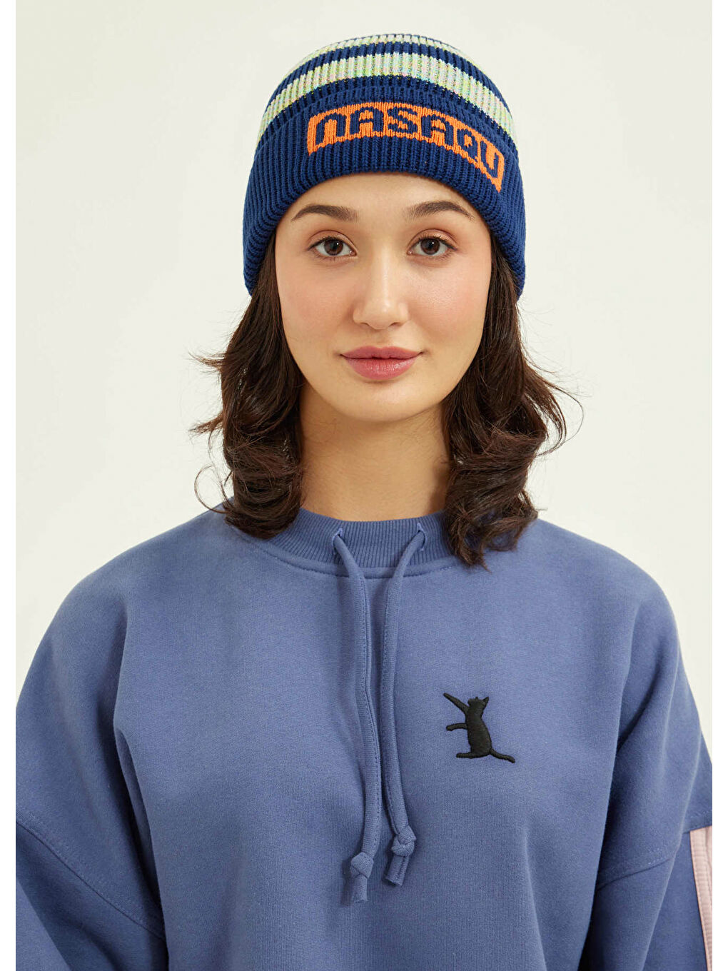 Baltu Unisex Lacivert Mavi Çizgili Bere-1