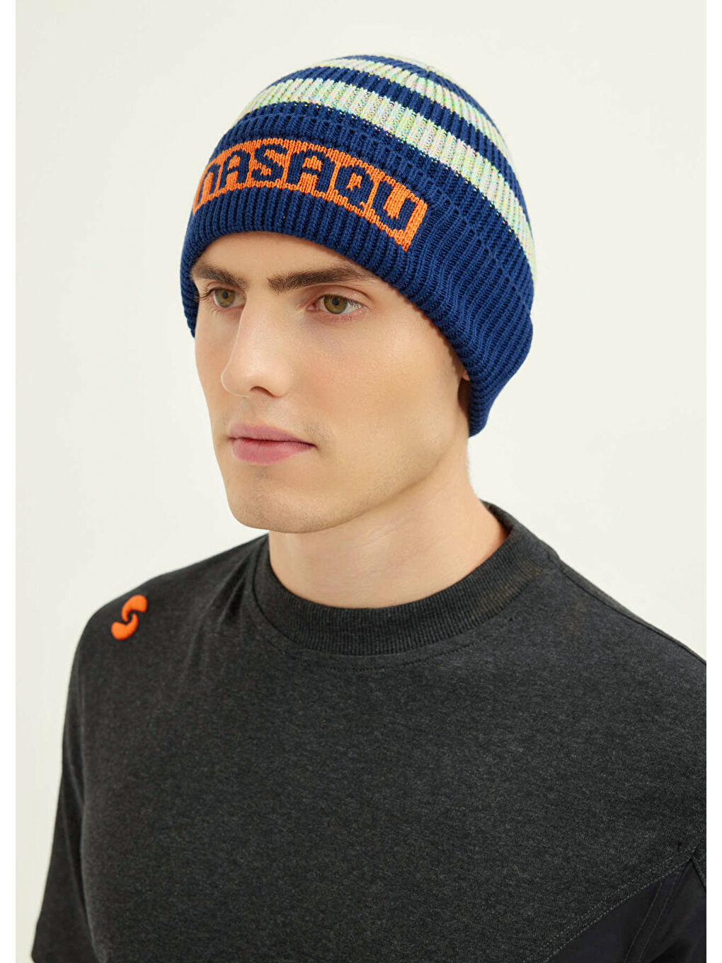 Baltu Unisex Lacivert Mavi Çizgili Bere-2