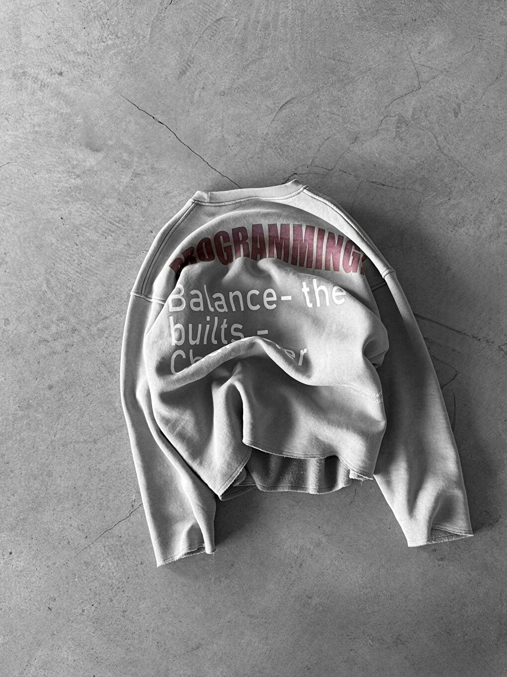 Erkek Yazı Baskılı Oversize Sweatshirt Gri-3