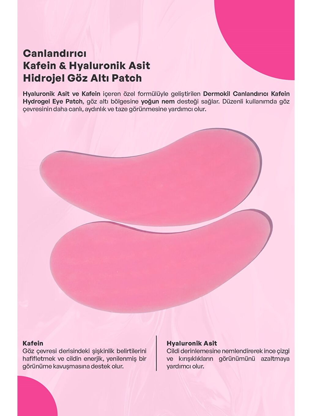 Canlandırıcı Kafein & Hyaluronik Asit Hidrojel Patch Göz Altı Maskesi x 5 Adet-1