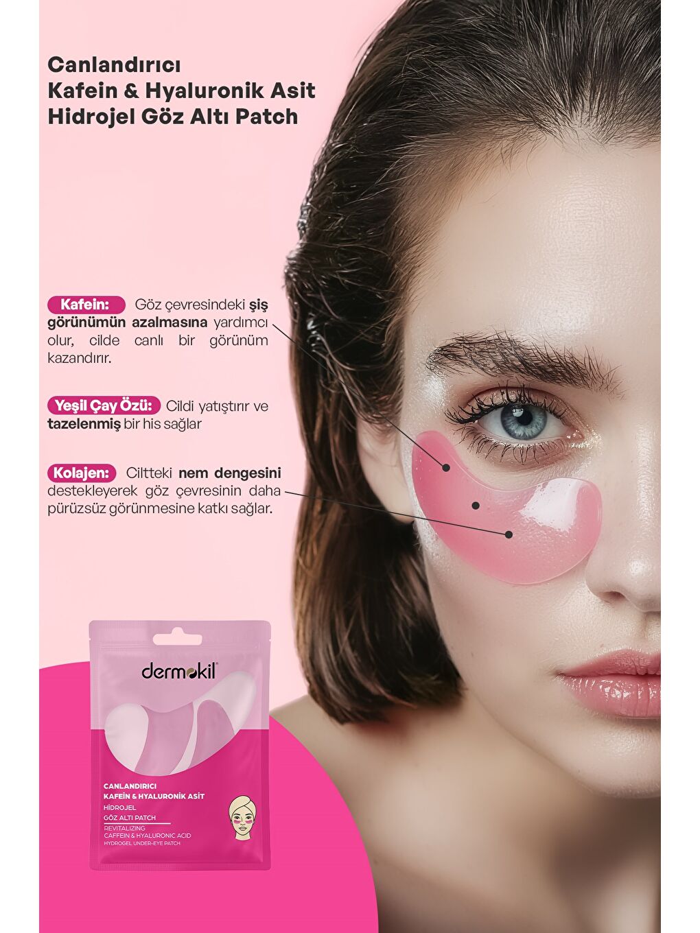 Canlandırıcı Kafein & Hyaluronik Asit Hidrojel Patch Göz Altı Maskesi x 5 Adet-2