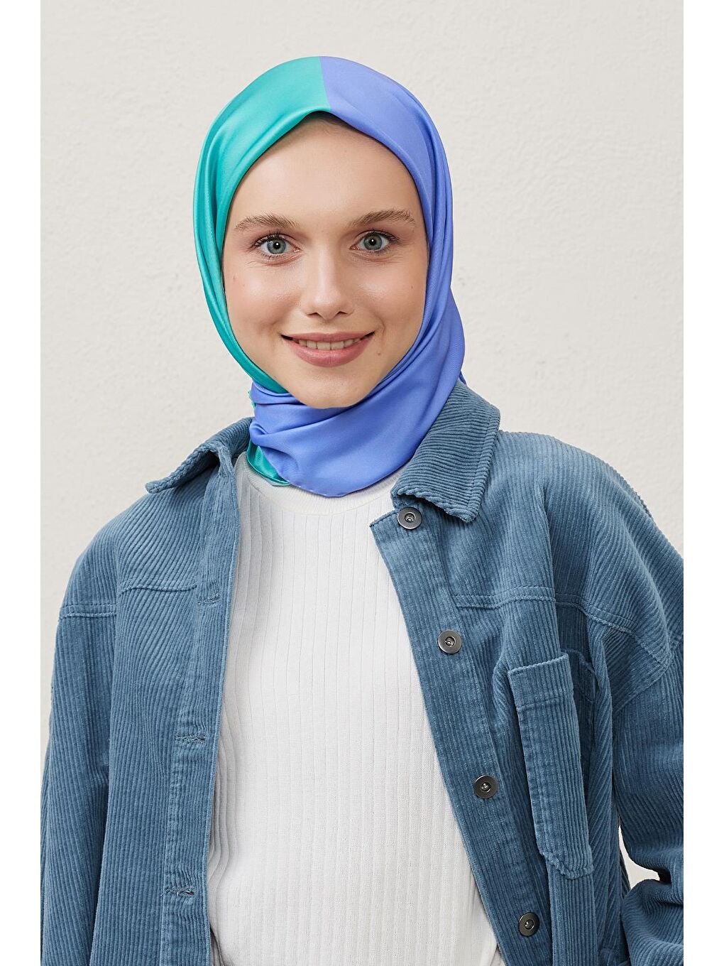 Karışık İki Renkli Eşarp Su Yeşili&Eflatun