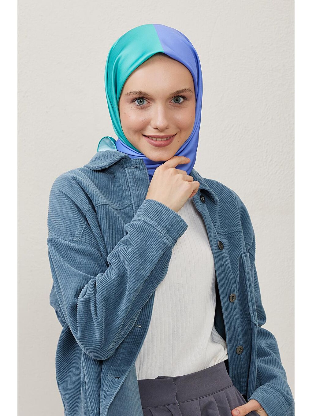 Karışık İki Renkli Eşarp Su Yeşili&Eflatun-1