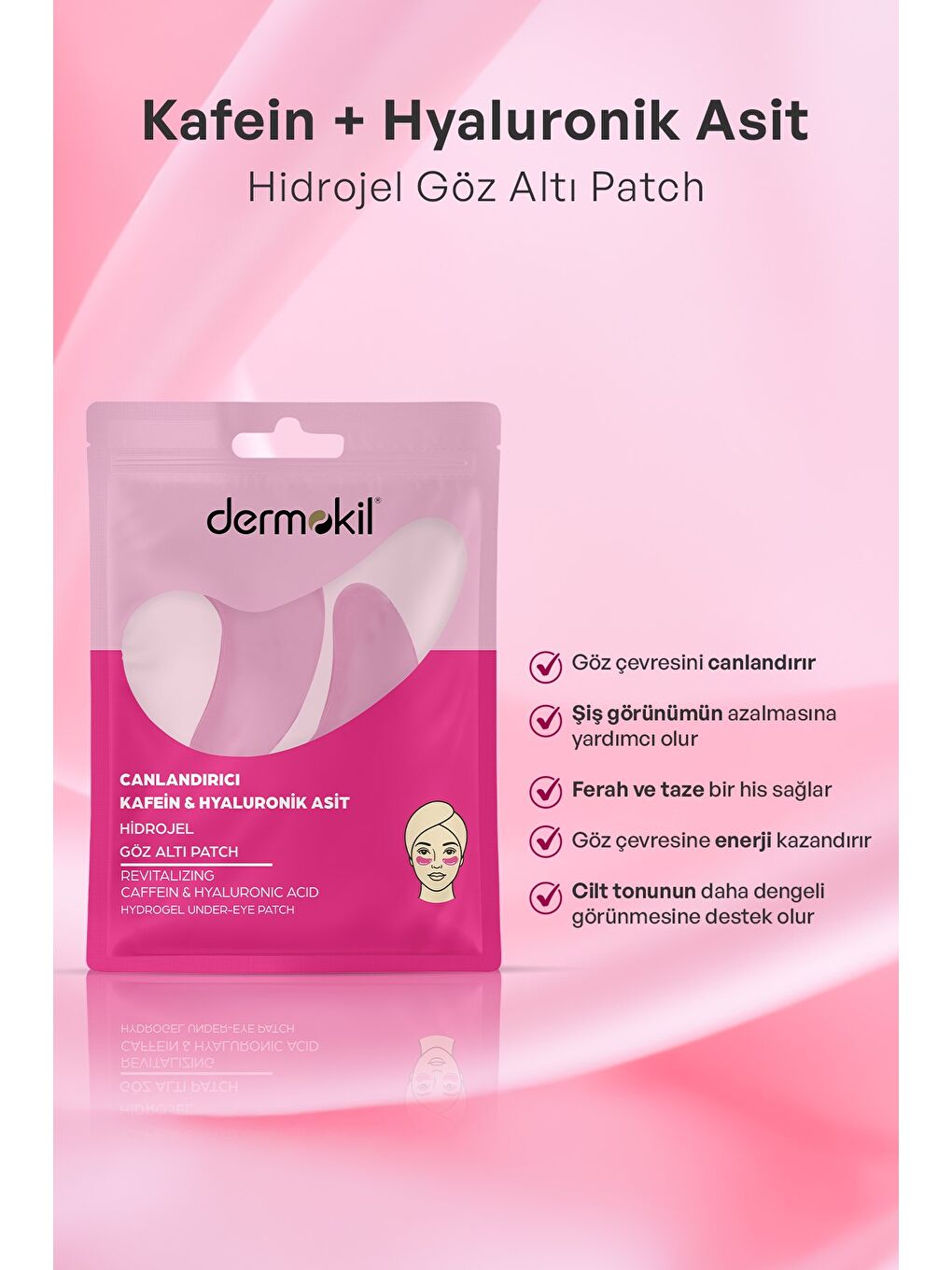 Canlandırıcı Kafein & Hyaluronik Asit Hidrojel Patch Göz Altı Maskesi x 5 Adet-3