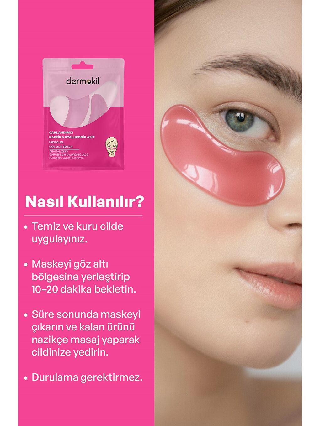 Canlandırıcı Kafein & Hyaluronik Asit Hidrojel Patch Göz Altı Maskesi x 5 Adet-4