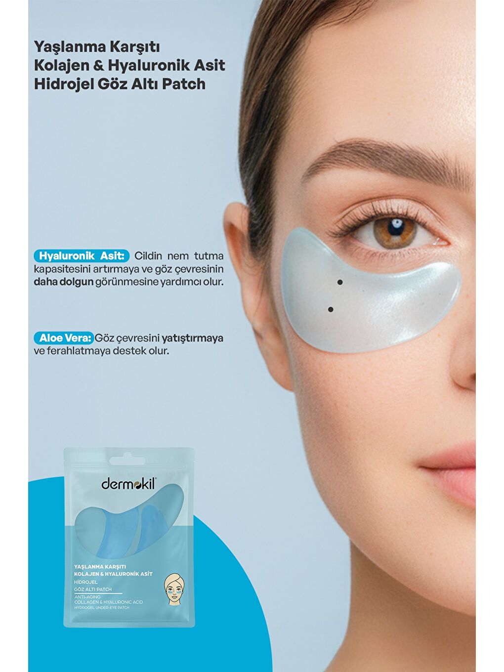 Yaşlanma Karşıtı Kolajen & Hyaluronik Asit Hidrojel Patch Göz Altı Maskesi x 5 Adet-2