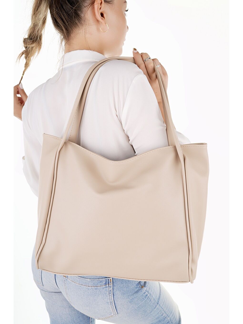 Bej LEA Kadın Shopper El ve Omuz Çantası-1