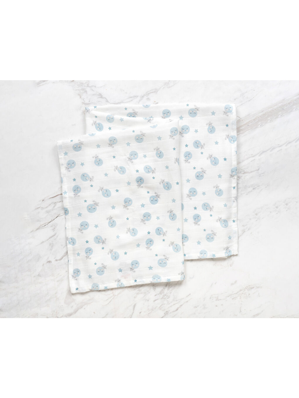 Beyaz Ay Yıldız Desenli Müslin Örtü