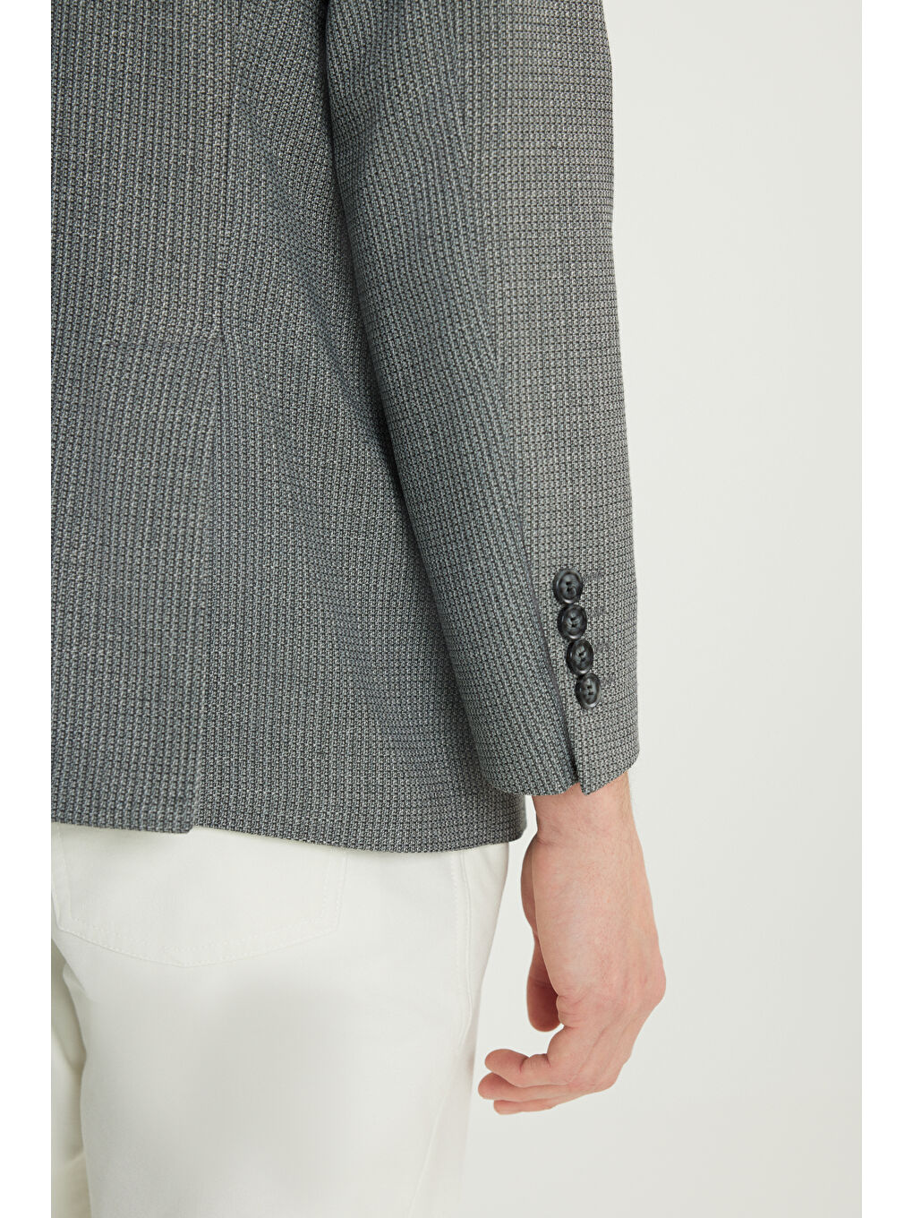 Erkek Antrasit Regular Fit Normal Kesim Mono Yaka Kapak Cepli Armürlü Blazer Ceket-4