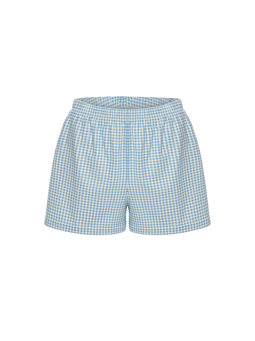 Mavi Kadın Pamuklu Kısa Kollu Pötikare Desenli Şortlu Pijama Takımı-3