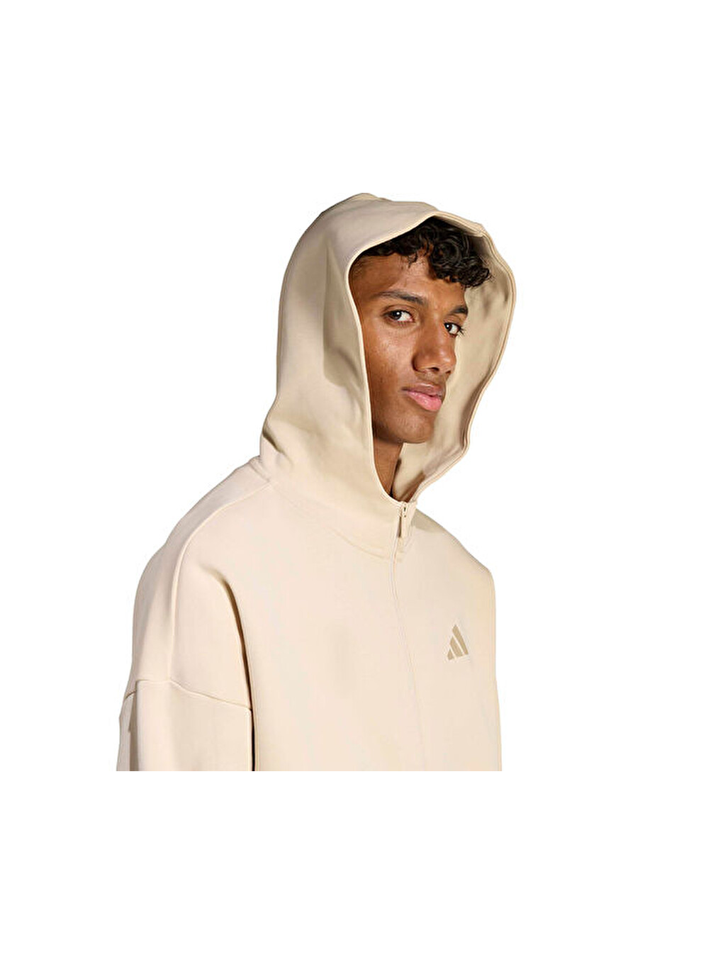 Ekru M Fi Sl Fz Erkek Günlük Fermuarlı Sweatshirt Kd7665 Krem-3