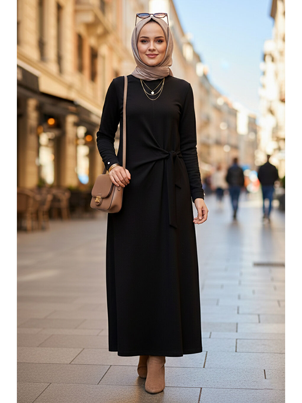 Drape Detay Pamuklu Elbise 13230 Siyah