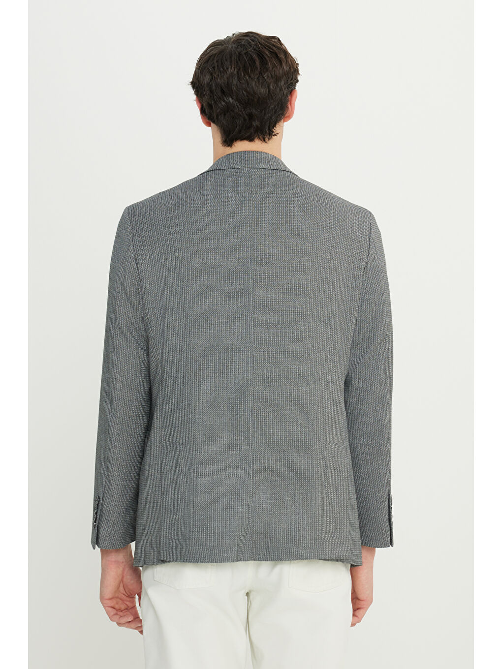 Erkek Antrasit Regular Fit Normal Kesim Mono Yaka Kapak Cepli Armürlü Blazer Ceket-5