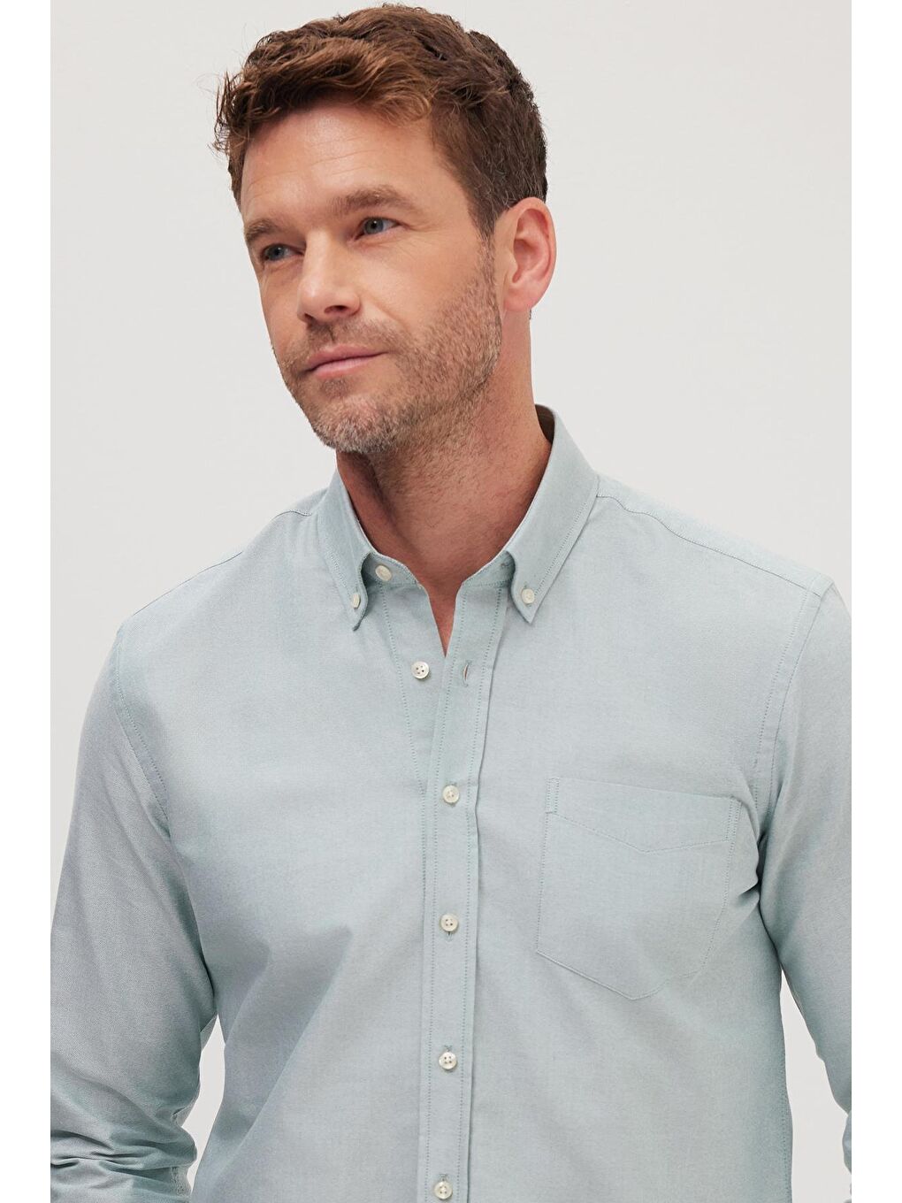 Yeşil Erkek Regular Fit Klasik Kesim Premium Oxford %100 Pamuk Mint Gömlek