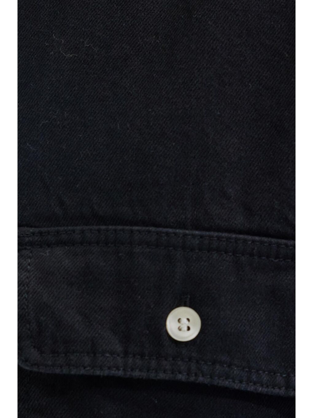 Erkek Relax Fit Rahat Kesim Spor Yaka Çift Cep Kapaklı Denim Siyah Gömlek-5