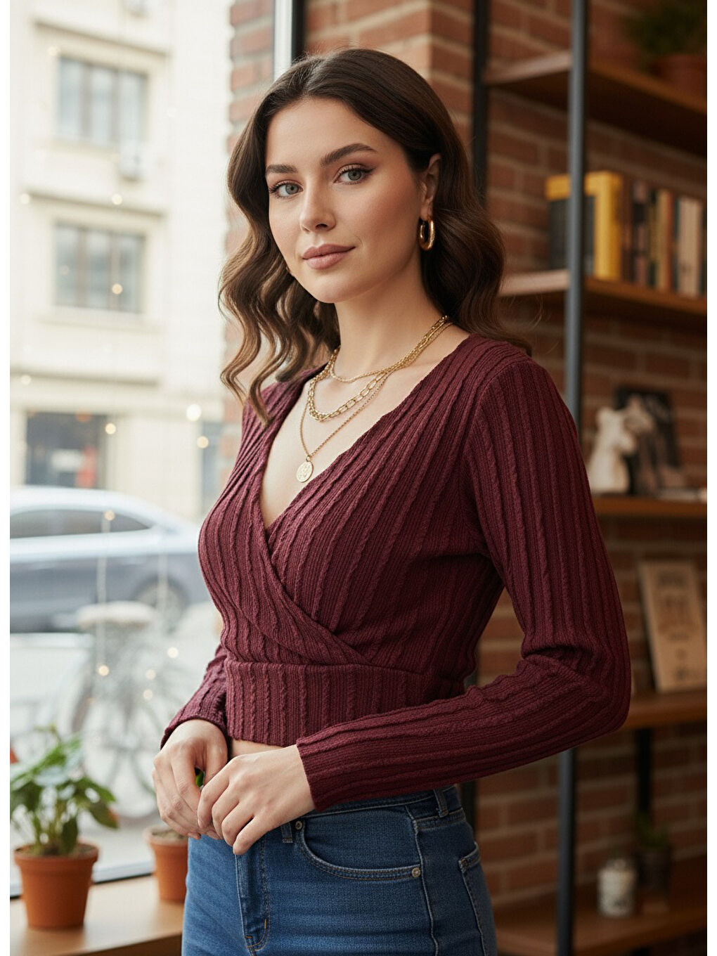 Leysi Crop Bordo - 27978-BORDO