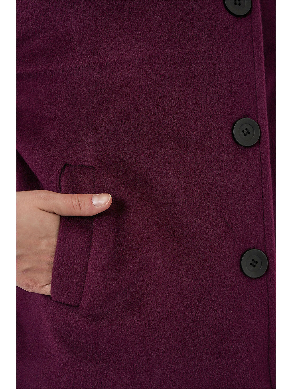 Kadın Kısa Kaşe Ceket 0724 - Mürdüm-4