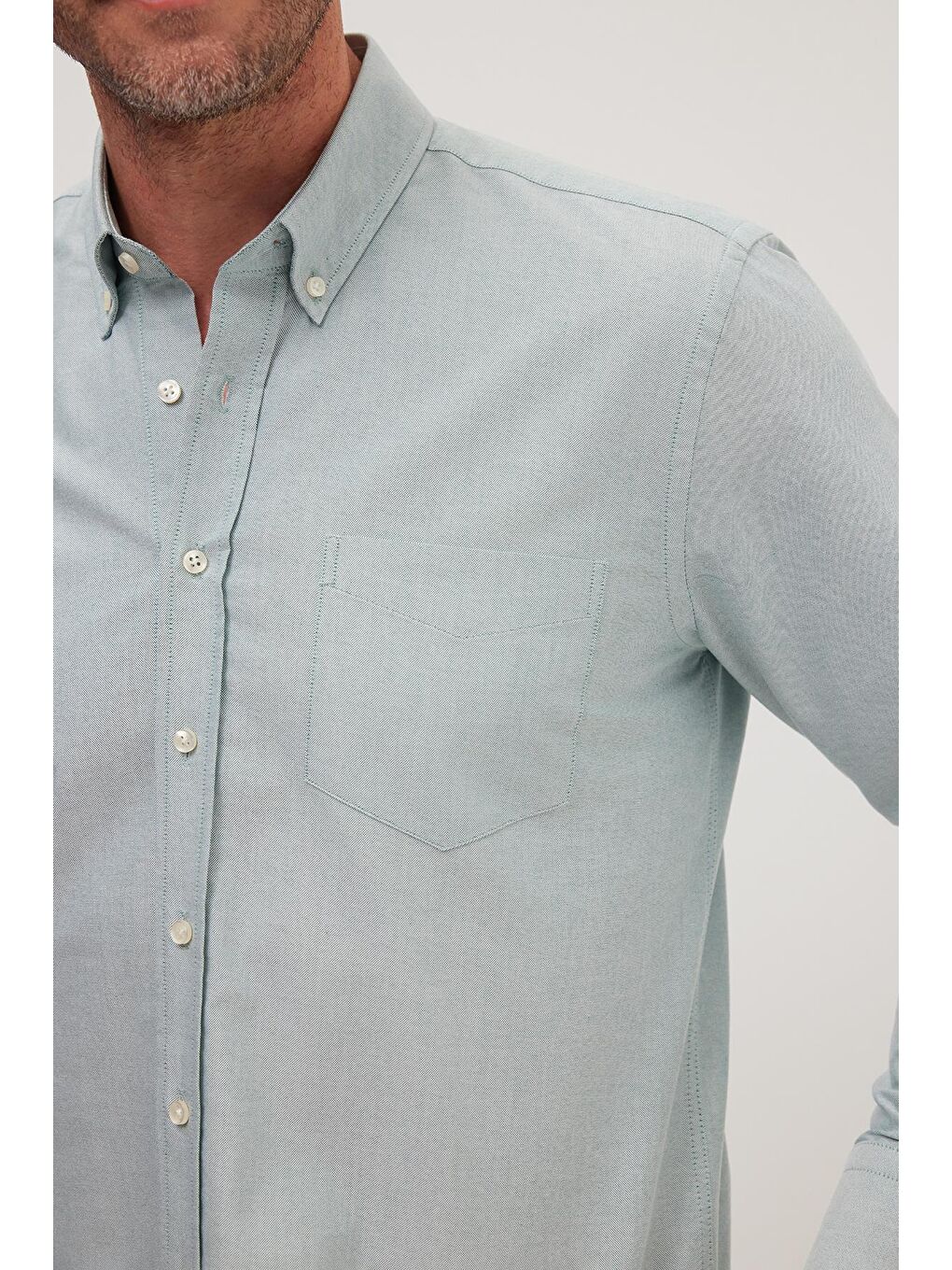 Yeşil Erkek Regular Fit Klasik Kesim Premium Oxford %100 Pamuk Mint Gömlek-2