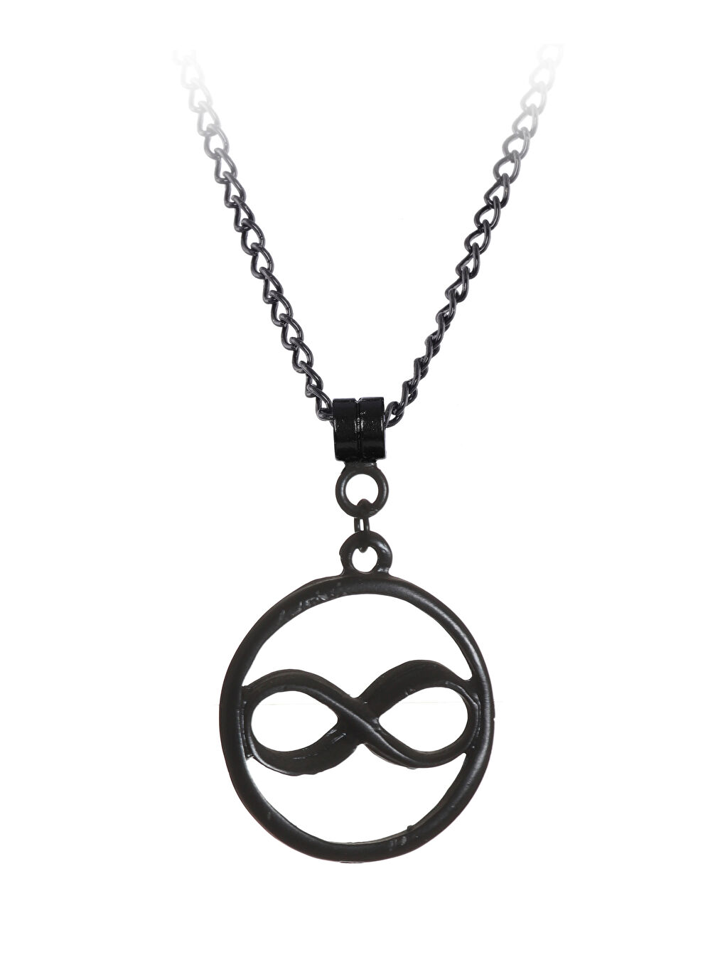 Erkek Siyah Oksit Kaplama Sonsuzluk Simge Uçlu Kolye