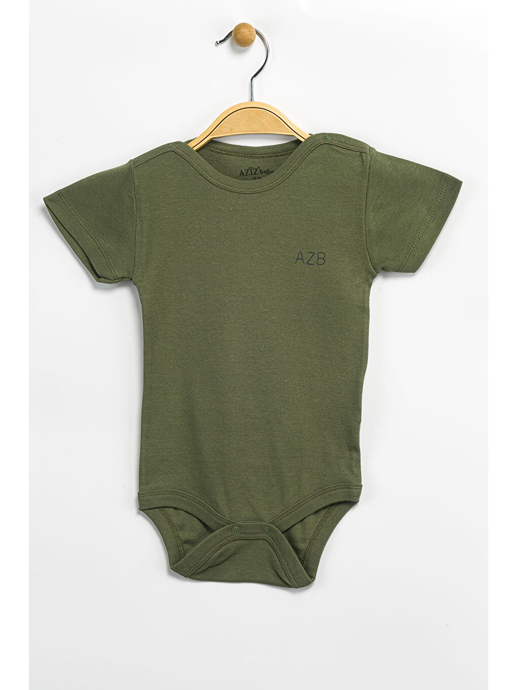 AZİZ BEBE Haki Erkek Kız Bebek Çıtçıtlı % 100 Pamuk Body & Zıbın