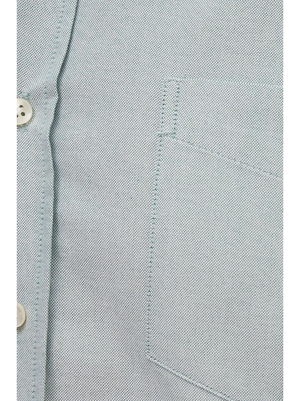 Yeşil Erkek Regular Fit Klasik Kesim Premium Oxford %100 Pamuk Mint Gömlek-5