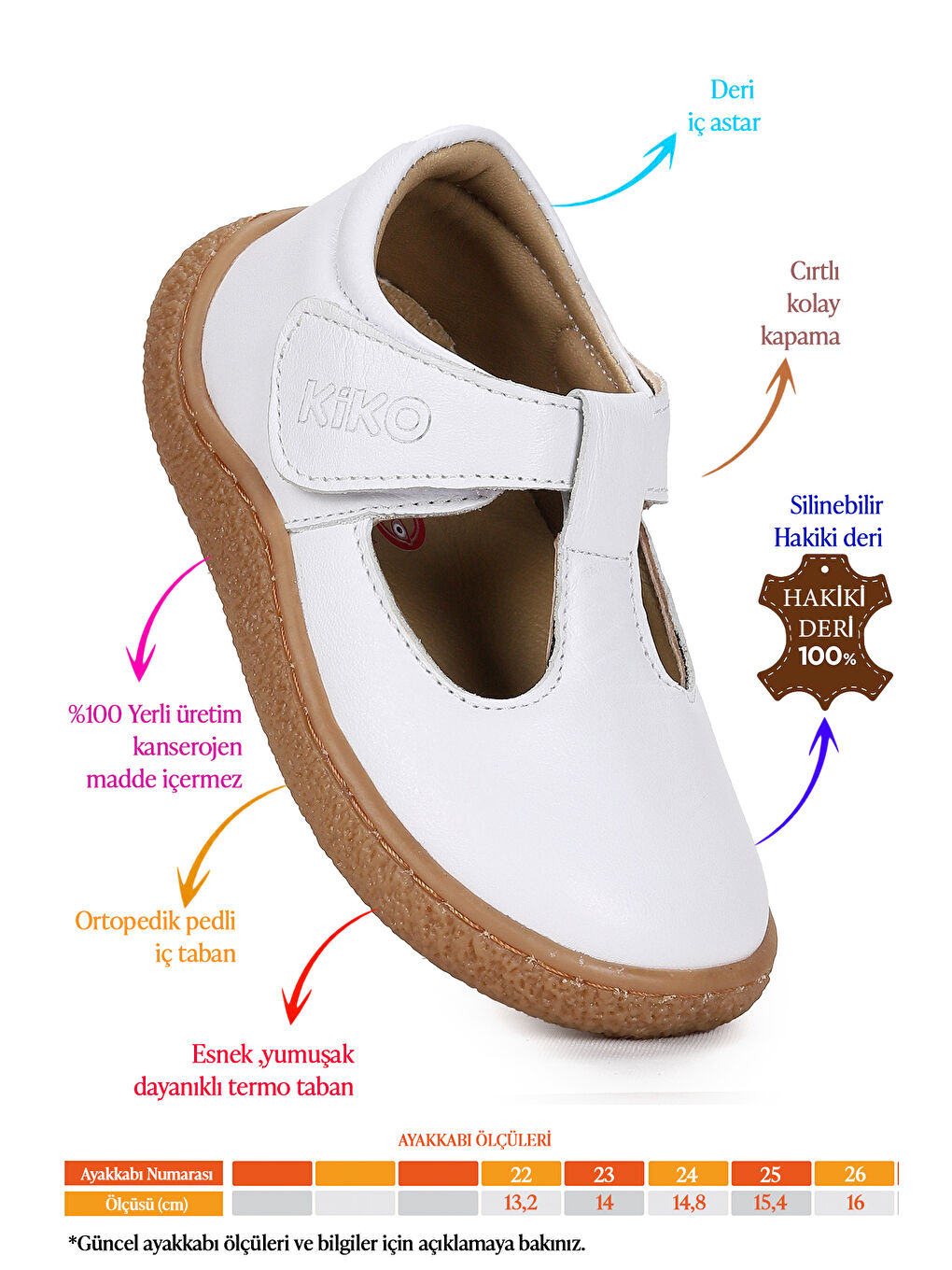 Beyaz Lija %100 Deri Günlük Kız Bebek Babet Ayakkabı-1