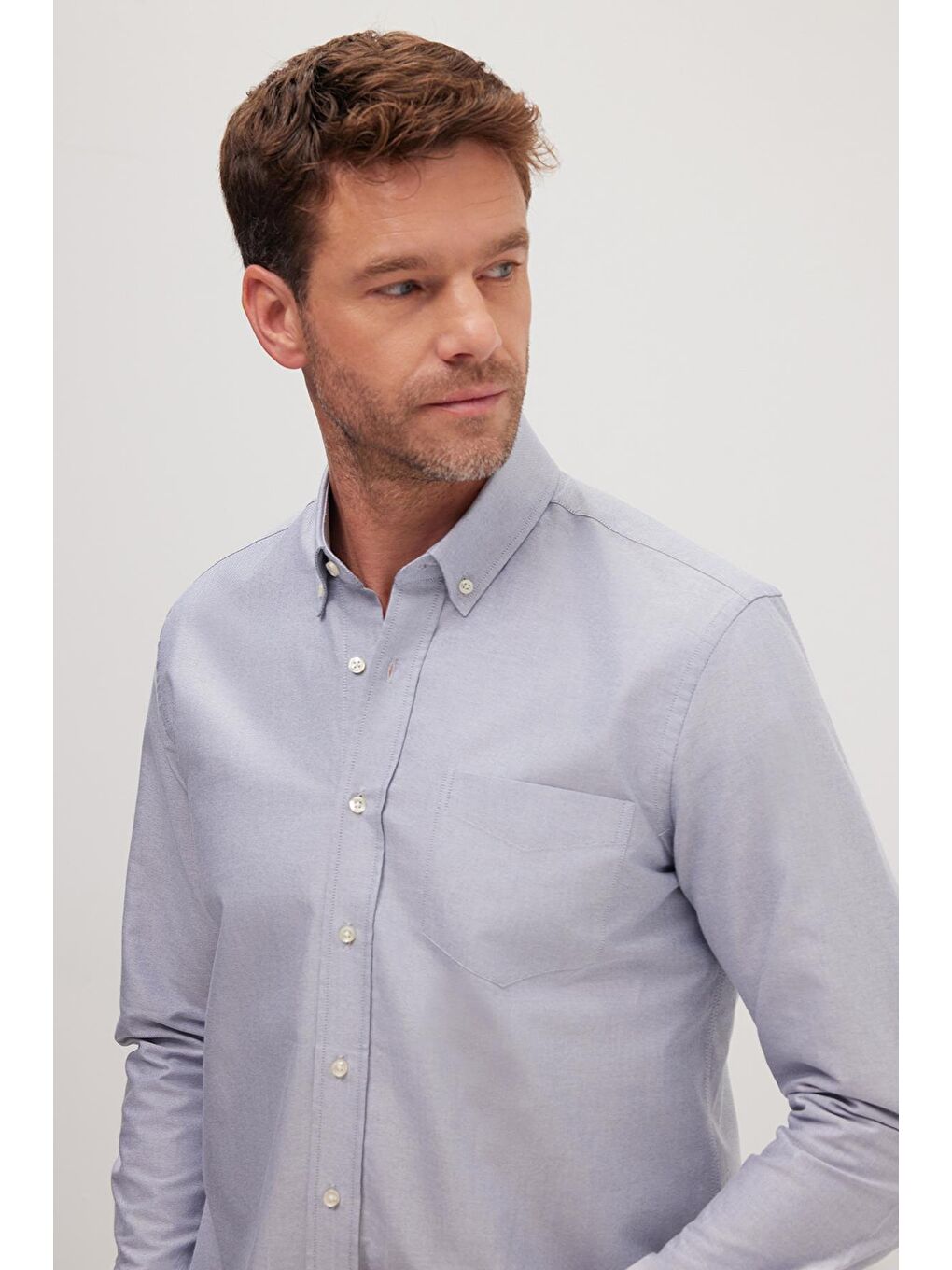 Erkek Regular Fit Klasik Kesim Premium Oxford %100 Pamuk Lacivert Gömlek-1