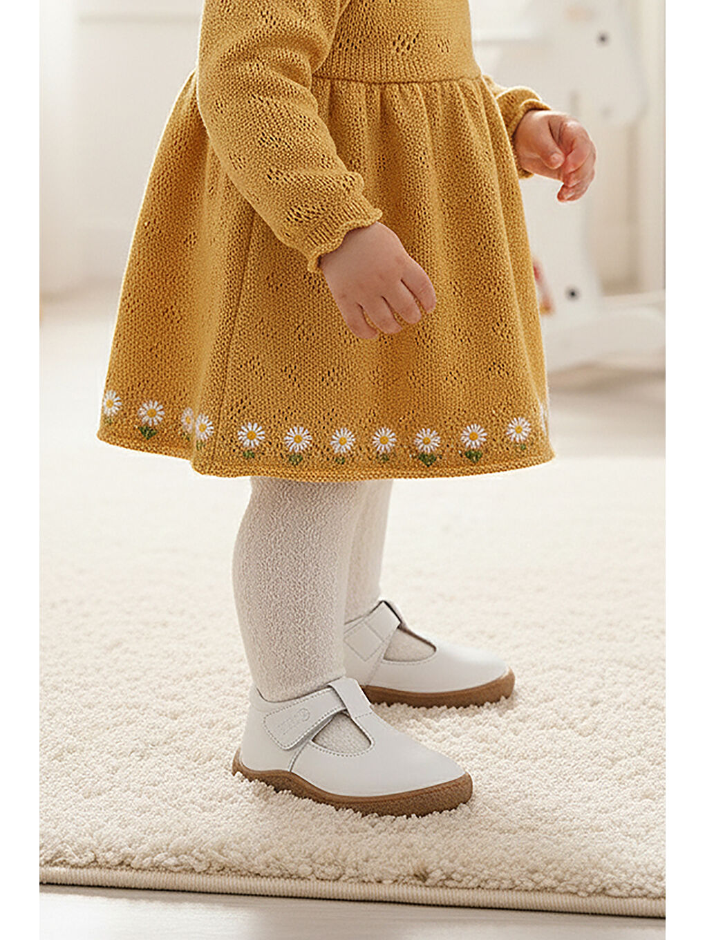 Beyaz Lija %100 Deri Günlük Kız Bebek Babet Ayakkabı-2