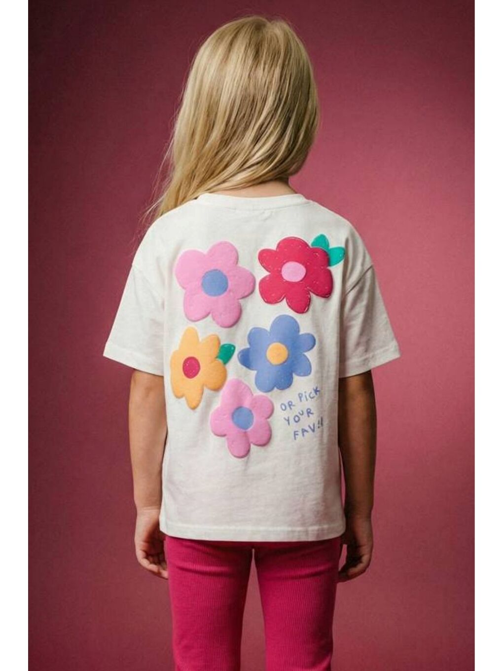 Fuşya Cute Flower Baskılı Kız Çocuk Takımı – Pembe Taytlı-3