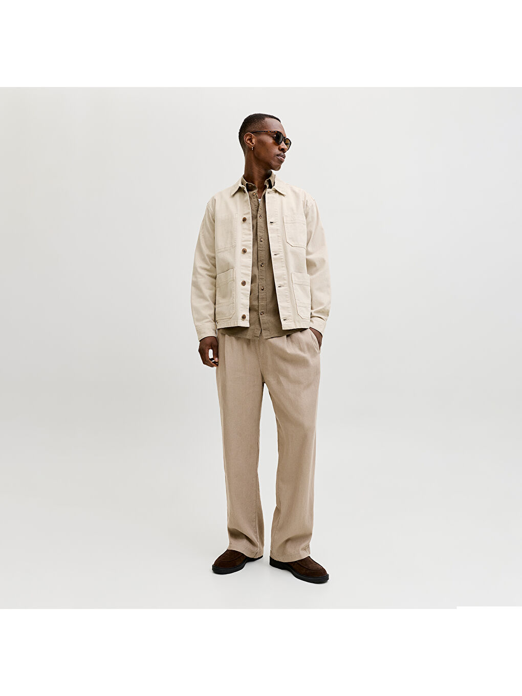 Bill Andros Vis Linen Blend Jogger Erkek Bej Pantolon-3