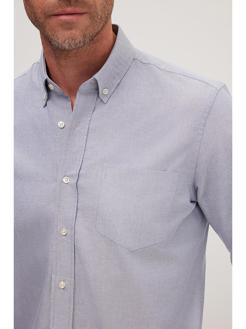 Erkek Regular Fit Klasik Kesim Premium Oxford %100 Pamuk Lacivert Gömlek-2