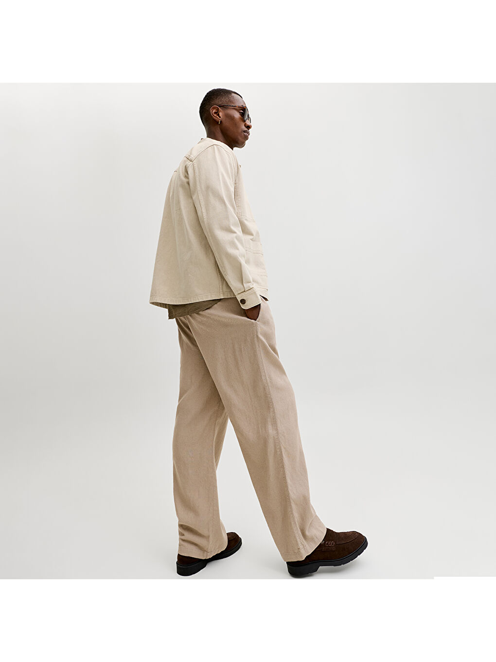 Bill Andros Vis Linen Blend Jogger Erkek Bej Pantolon-4