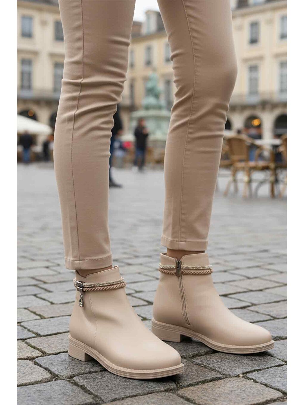 Bej Cilt Fermuarlı Kaymaz Bot 325126 Z-2