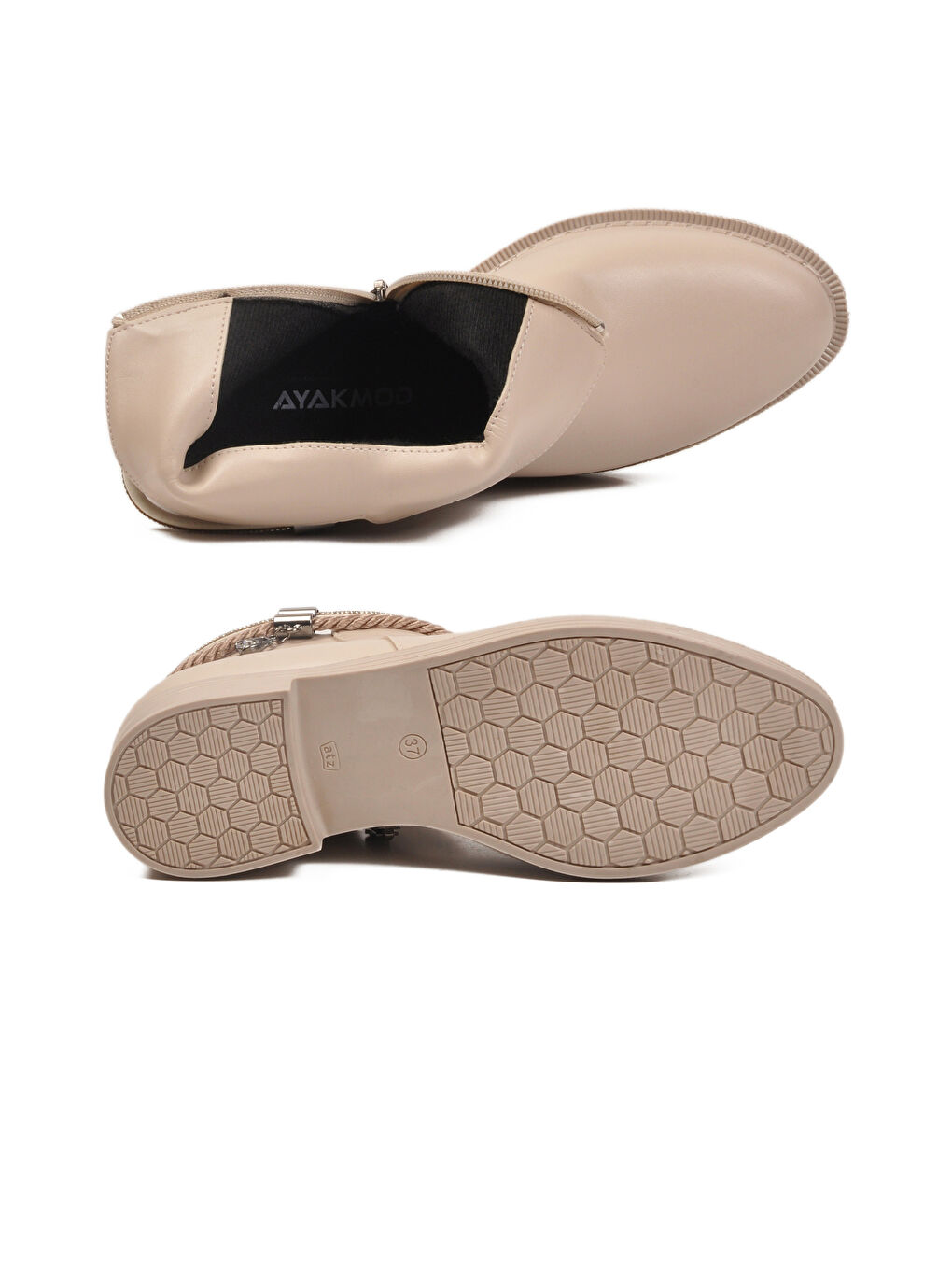 Bej Cilt Fermuarlı Kaymaz Bot 325126 Z-4