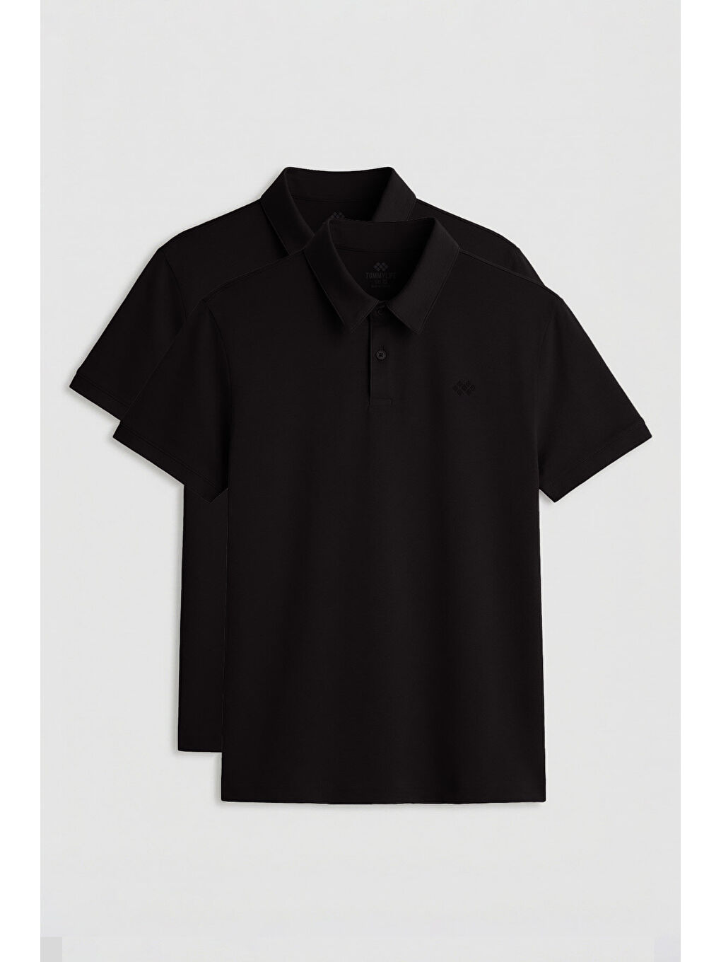 Standart Fit Basic Polo Yaka 2li Paket Siyah Erkek T-Shirt - 87748