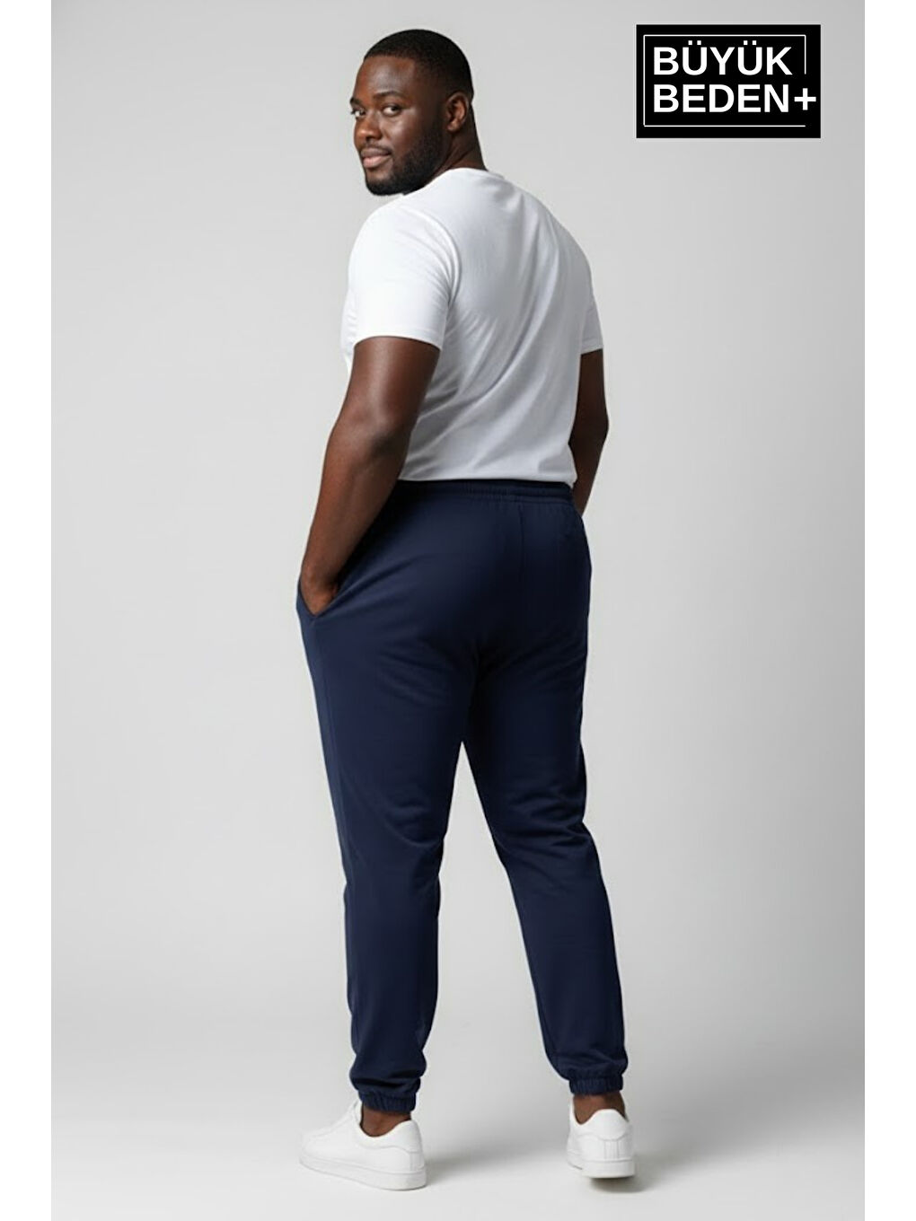 Lacivert Erkek Büyük Beden New York Baskılı Paça Lastikli Rahat Kesim Jogger İnce Eşofman Altı SPR26BEA951-5-1