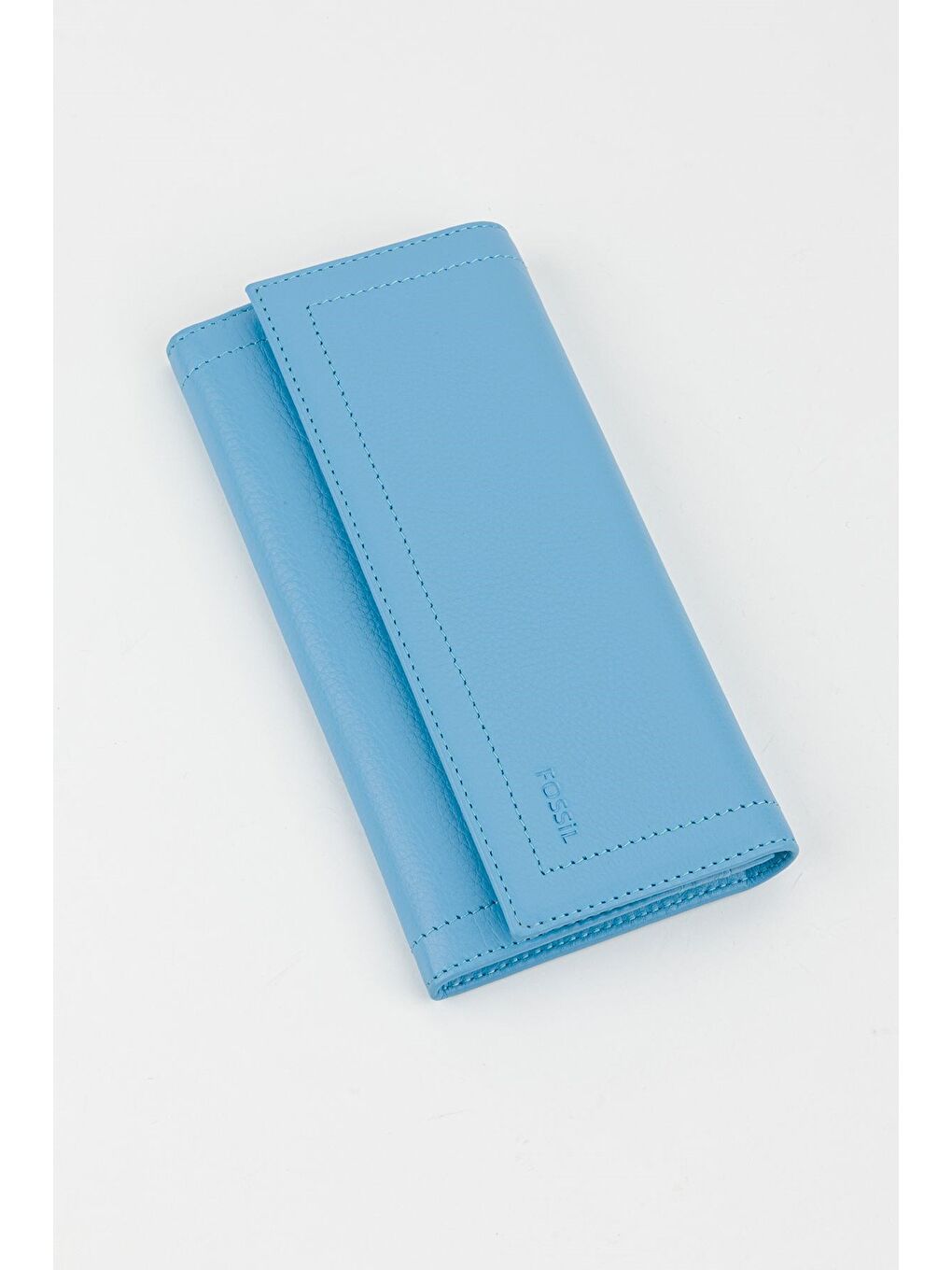 Kutulu Hakiki Deri Buz Mavi Kadın El Portföyü Uzun Cüzdan-2