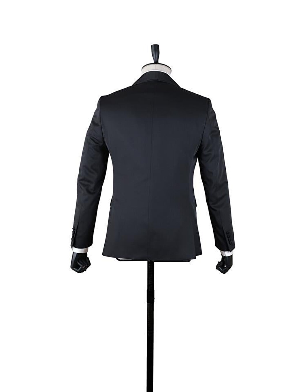 Siyah Armürlü Mono Yaka Astarlı Yelekli 6 Drop Slim Fit Smokin Damatlık 1001220205-2