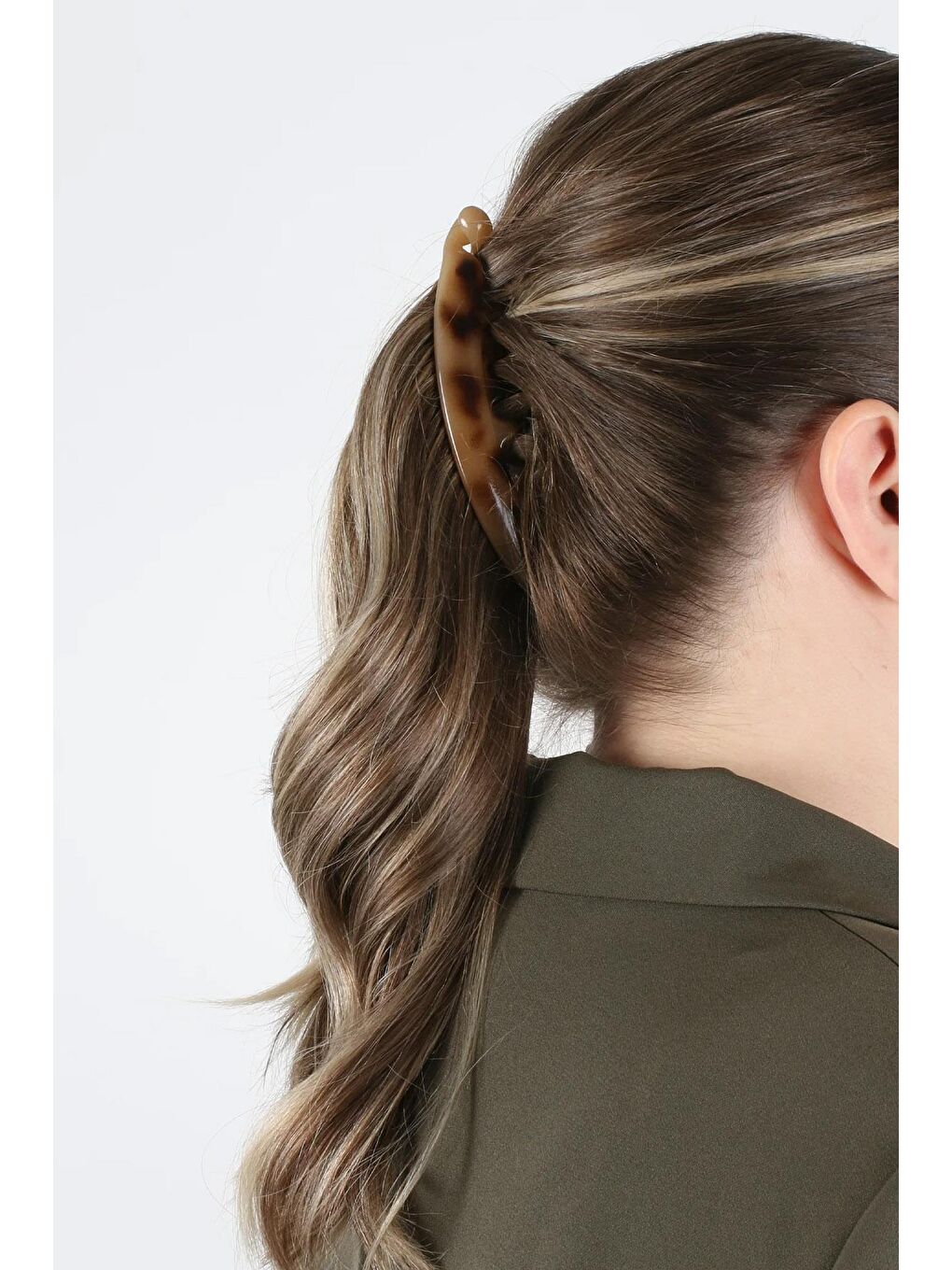 Kahverengi Plastik Büyük Taraklı Leopar Muz Toka- 2 Adet-1