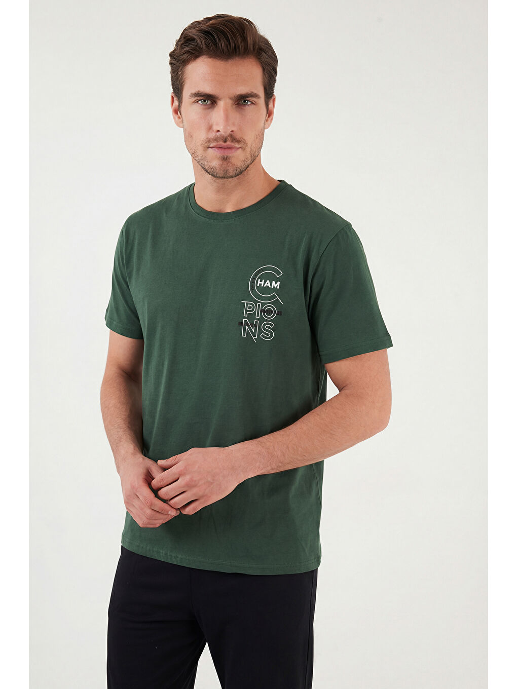 Yeşil Pamuklu Regular Fit Baskılı Pijama Takımı 6096160-4