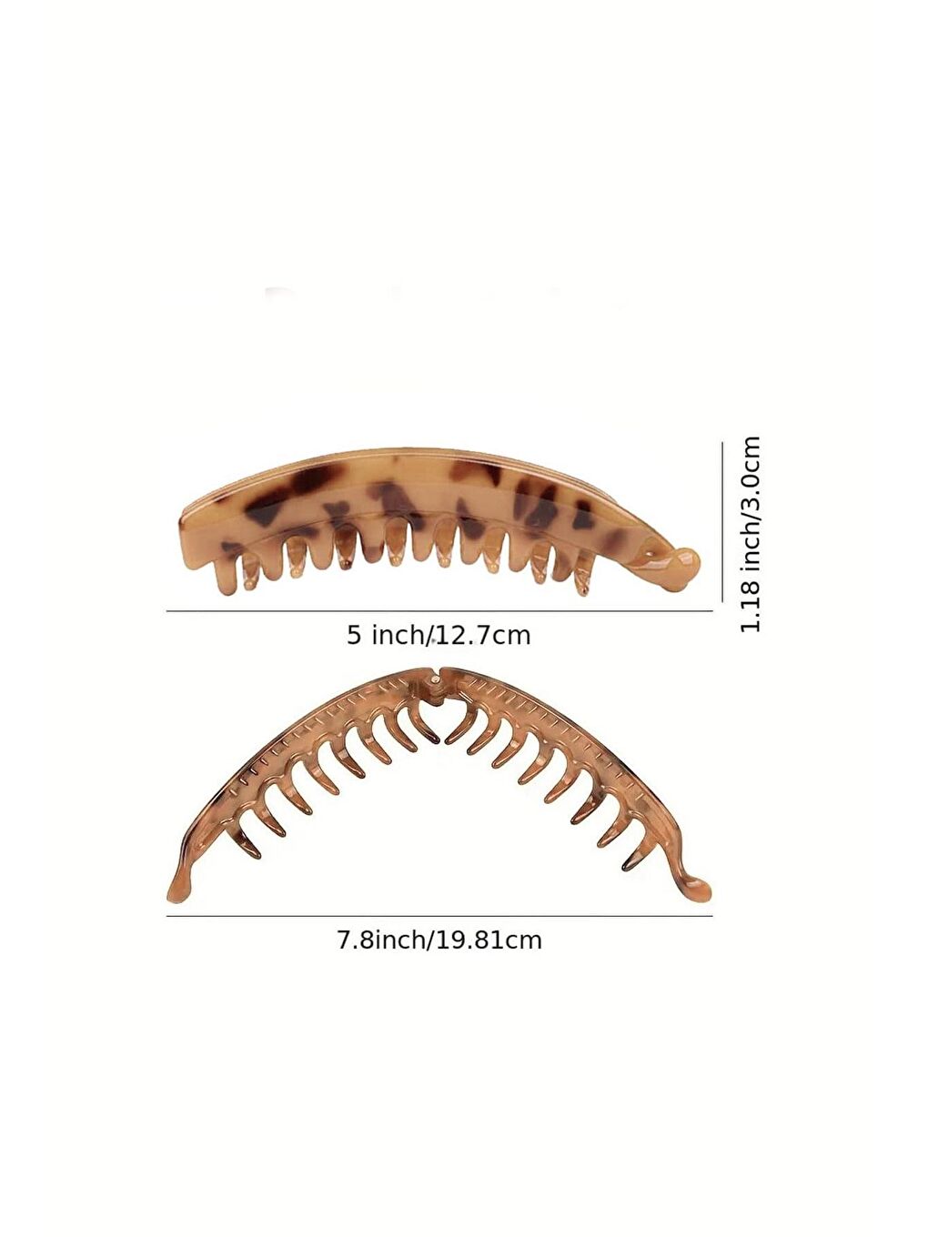 Kahverengi Plastik Büyük Taraklı Leopar Muz Toka- 2 Adet-3