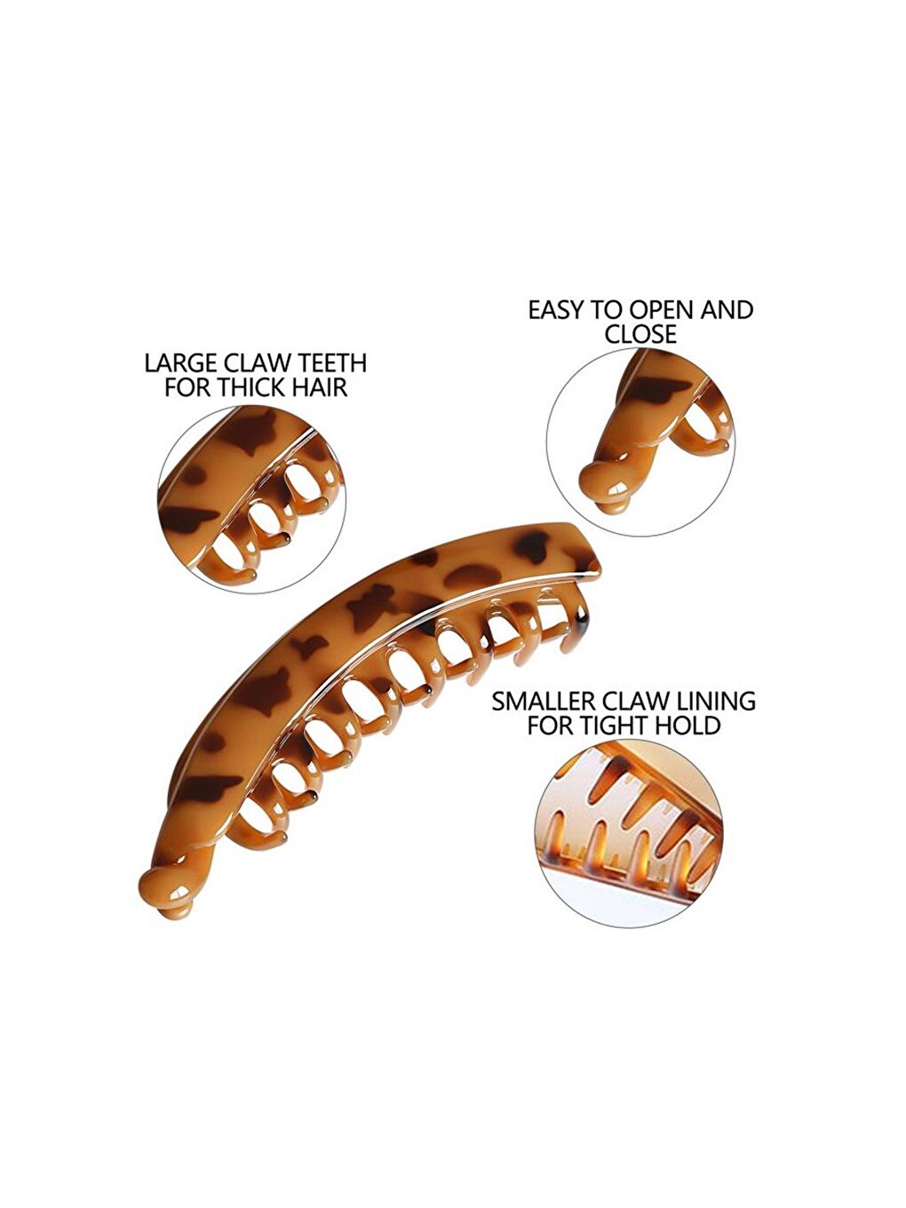 Kahverengi Plastik Büyük Taraklı Leopar Muz Toka- 2 Adet-4
