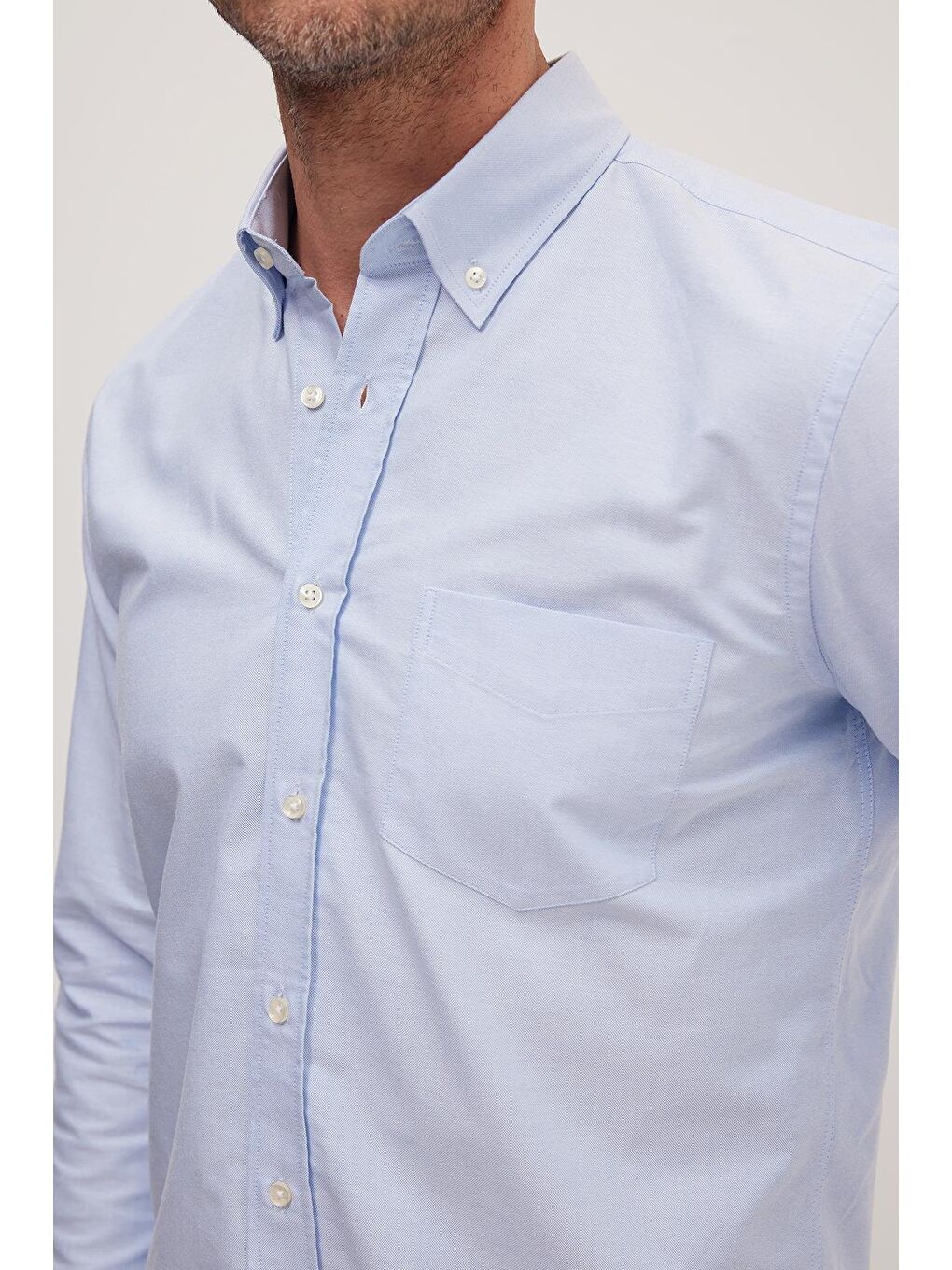 Erkek Regular Fit Klasik Kesim Premium Oxford %100 Pamuk Mavi Gömlek-2