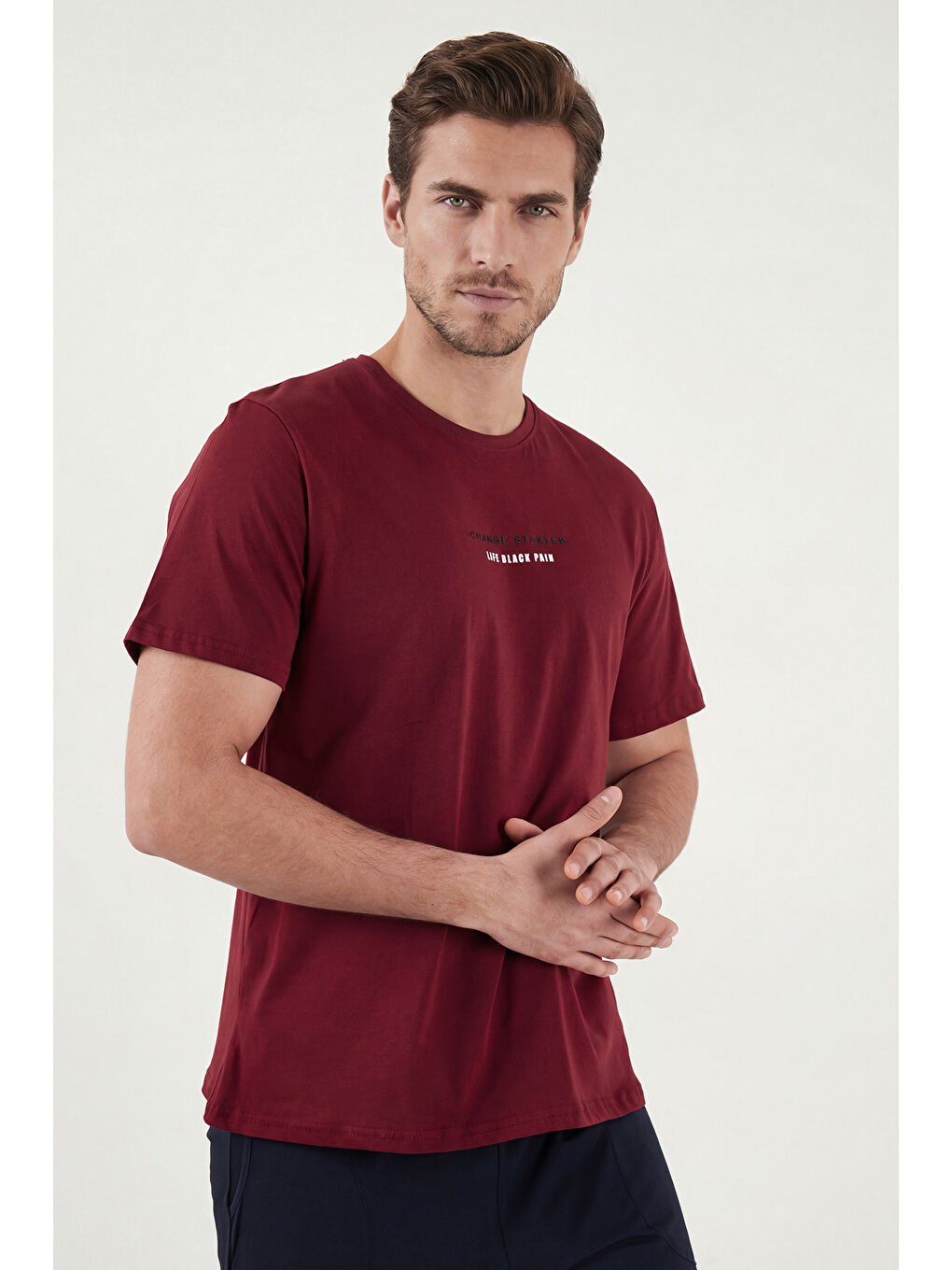 Bordo Pamuklu Regular Fit Baskılı Pijama Takımı 6096160-4