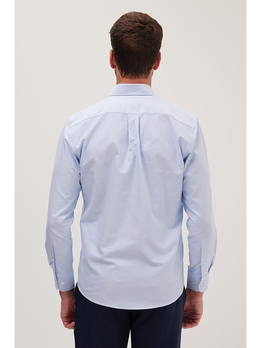 Erkek Regular Fit Klasik Kesim Premium Oxford %100 Pamuk Mavi Gömlek-6