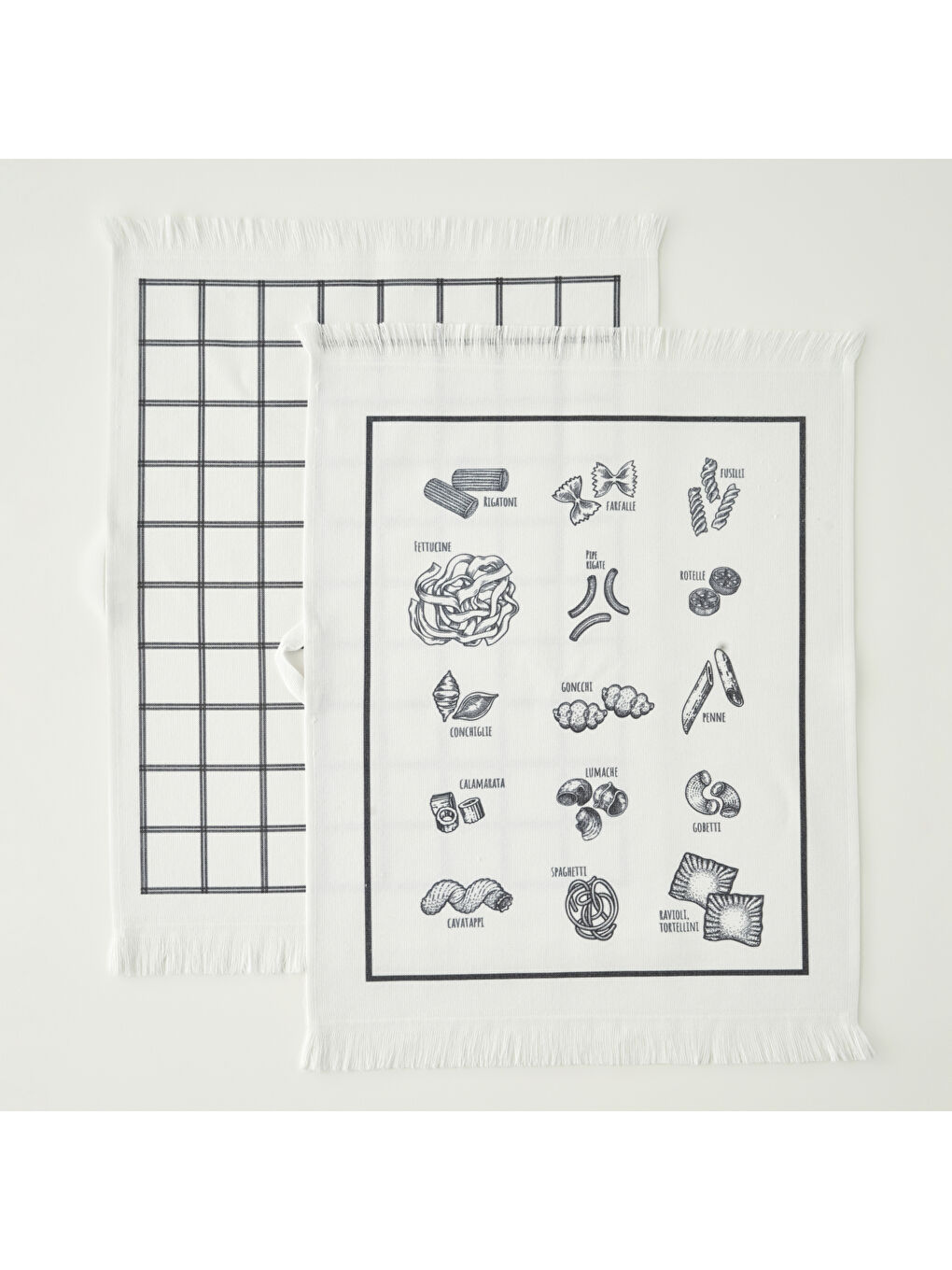 Spagetti Pamuklu Kurulama Bezi 2'li Siyah-Beyaz (40x50 cm)